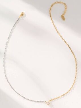 Anthropologie Mixed Metal 14k Gold Plated and Silver Delicate Chain Necklace